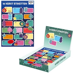 Kerst naamstickers 18 stuks op A4 vel