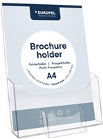 Folderhouder Europel A4 wandmodel met visitekaartbakje glashelder kunststof