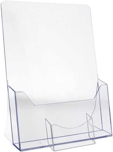 Folderhouder Europel A4 wandmodel met visitekaartbakje glashelder kunststof-2