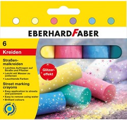 Stoepkrijt Eberhard Faber 6-delig glitter assorti