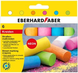 Stoepkrijt Eberhard Faber 6-delig neon + wit assorti