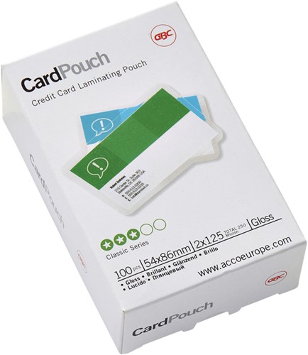 Lamineerhoes GBC creditcard 54x86mm 2x125 micron 100 stuks