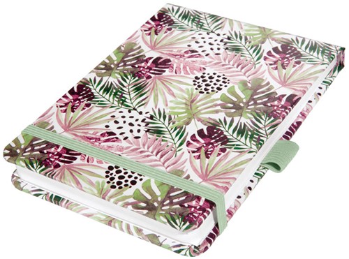 Notitieboek Sigel Jolie Beauty A6+ blanco 79 vel omslag Mint Pink Jungle Fever SI-SY552