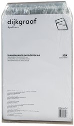 Akte envelop Dijkgraaf A4 225x310mm zelfklevend transparant 50 stuks