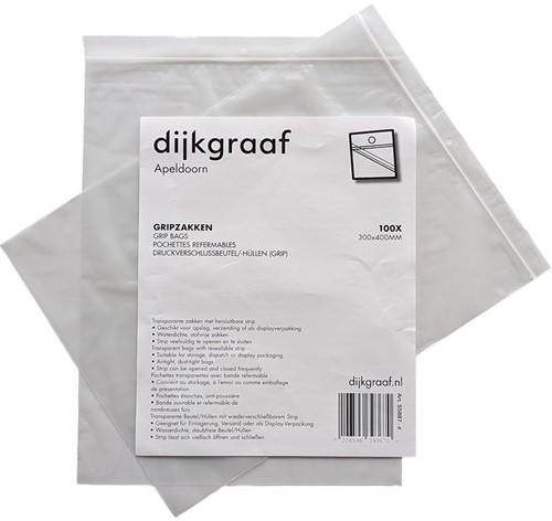 Gripzakje 300x400mm met zelfsluitstrip 50 micron 100 stuks