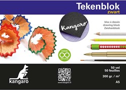 Tekenblok Kangaro A5 300 grams 50 vel zwart