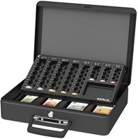 Acropaq geldkoffer met muntsorteerder, ft 30 x 24 x 9 cm, zwart