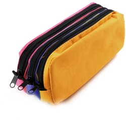 Schooletui Kangaro 250x90x110 3 ritsen oranje/blauw/fuchsia
