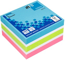 Kubusblok zelfklevend Info-Notes 75x75mm mix assorti 400 vel