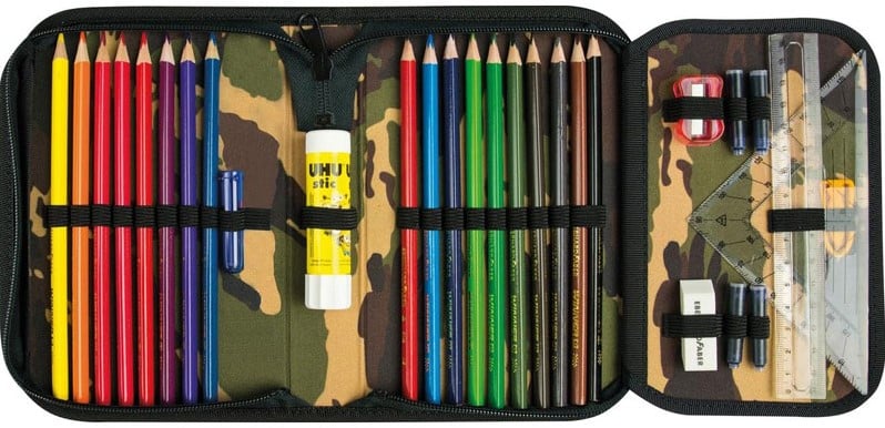 Schooletui Faber 32-delig camouflage print