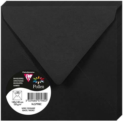Envelop Pollen 140x140mm 120 grams zwart 20 stuks