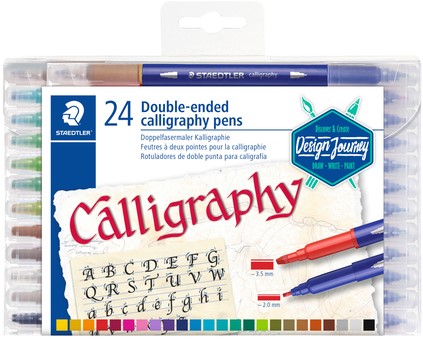 Kalligrafiepen Staedtler duo punt 2.0 en 3.5mm 24-delig assorti