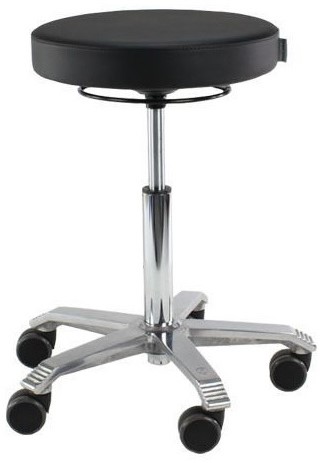 Taboeret kruk Score medical line 6101 zwart met alu frame en zachte wielen.