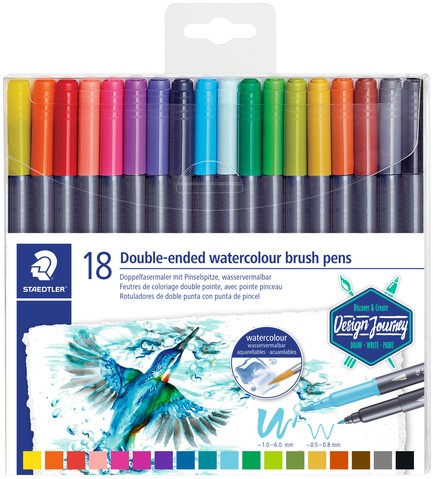 Brushpen Staedtler 3001 Marsgraphic duo 0.5-6mm 18-delig assorti
