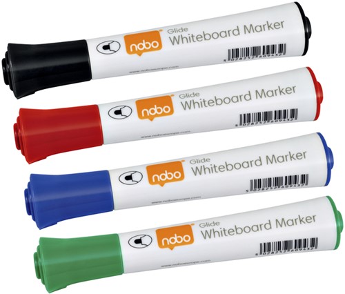 Whiteboard marker Nobo Glide 3mm 4-delig assorti
