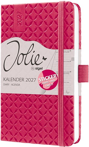 Agenda 2027 Sigel Jolie Flair 7 dagen per 2 pagina's A6 omslag hardcover 'Fuchsia Pink' SI-7J104-2