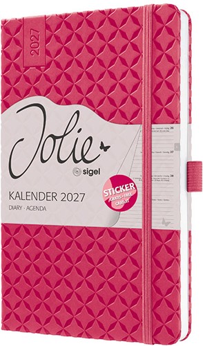 Agenda 2027 Sigel Jolie Flair 7 dagen per 2 pagina's A5 omslag hardcover 'Fuchsia Pink' SI-7J105-2
