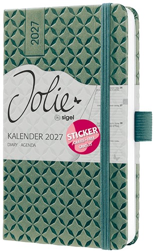 Agenda 2027 Sigel Jolie Flair 7 dagen per 2 pagina's A6 omslag hardcover 'Natural Green' SI-7J134-2
