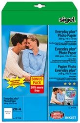 Fotopapier Sigel Everyday Plus glossy 10x15cm 200 grams wit 20+4 vel SI-IP718