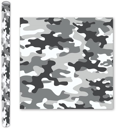 Kaftpapier Camouflage 2mx70cm assorti + labels.