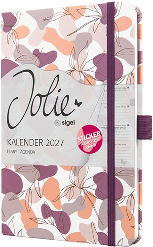 Agenda 2027 Sigel Jolie Beauty 7 dagen per 2 pagina's A5 omslag hardcover 'Summer Linear Leaves' SI-7J359-2