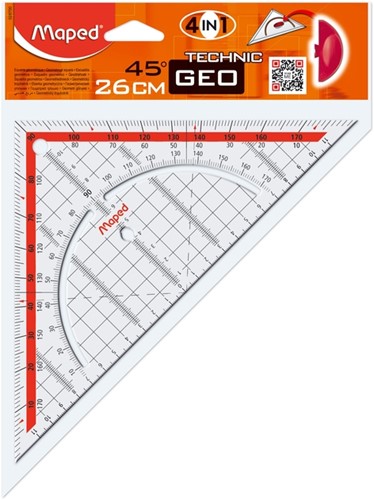 Geodriehoek Maped 028700 260mm 45graden transparant
