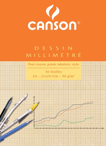 Millimeterblok Canson A4 90 grams lichtbruin 50 vel