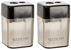 Puntenslijper Westcott dubbel vierkant zwart / transparant rookglas