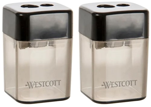 Puntenslijper Westcott dubbel vierkant zwart / transparant rookglas