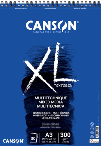 Aquarelblok Canson XL Mixmedia spiraal A3 300 grams 30 vel