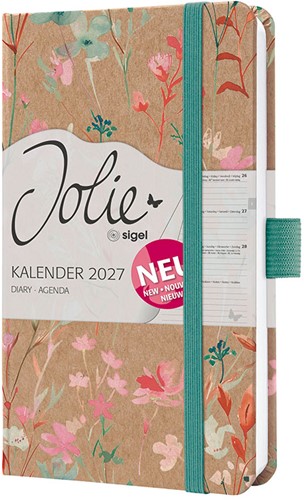 Agenda 2027 Sigel Jolie Pure 7 dagen per 2 pagina's A6 omslag hardcover 'Green Floral Serenity' SI-7J806-2