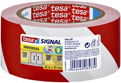 Waarschuwingstape Tesa 58134 50mmc66m rood/wit