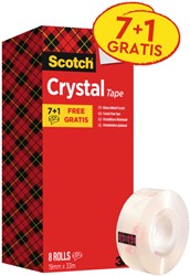 Plakband Scotch 600 19mmx33m Crystal Clear 7+1 gratis