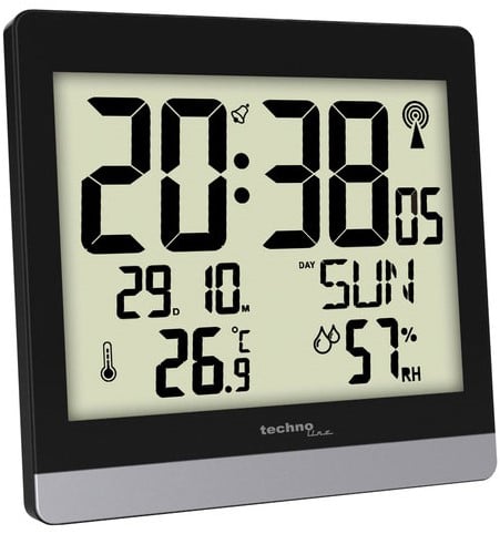 Wandklok weerstation Technoline WS 8014 digitaal zwart/zilver