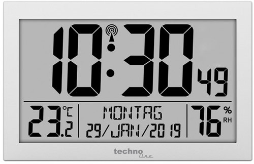 Wandklok weerstation Technoline WS 8016 digitaal zilver
