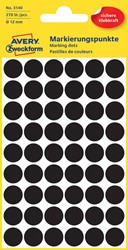 Etiket Avery Zweckform 3140 Ø12mm zwart 270 stuks