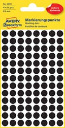 Etiket Avery Zweckform 3009 Ø8mm zwart 416 stuks