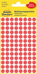 Etiket Avery Zweckform 3010 Ø8mm rood 416 stuks