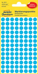 Etiket Avery Zweckform 3011 Ø8mm blauw 416 stuks