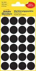 Etiket Avery Zweckform 3003 Ø18mm zwart 96 stuks