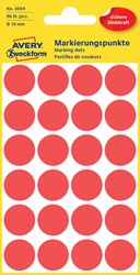 Etiket Avery Zweckform 3004 Ø18mm rood 96 stuks