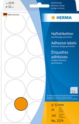 Etiket Herma 2274 Ø32mm fluor oranje 360 stuks