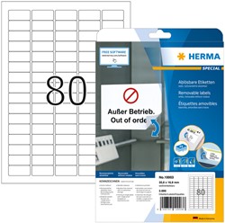 Etiket Herma 10003 A4 35,6x16,9mm verwijderbaar wit 25 vel 2.000 stuks