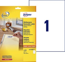 Etiket Avery L4735REV-25 A4 verwijderbaar wit 25 vel 25 stuks