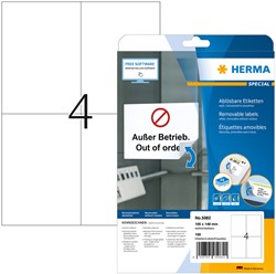 Etiket HERMA 5082 105x148mm A6 verwijderbaar wit 25 vel 100 stuks
