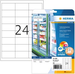 Etiket Herma 4389 A4 66x33,8mm wit diepvries 25 vel 600 stuks
