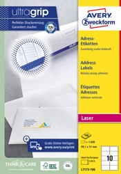 Etiket Avery L7173-100 A4 99,1x57mm wit 100 vel 1.000 stuks