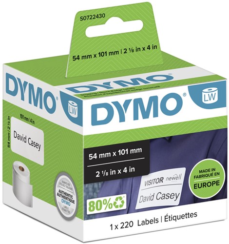 Etiket Dymo 99014 54x101mm wit 220 stuks