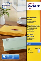 Etiket Avery J8560-25 A4 63,5x38,1mm transparant 25 vel 525 stuks