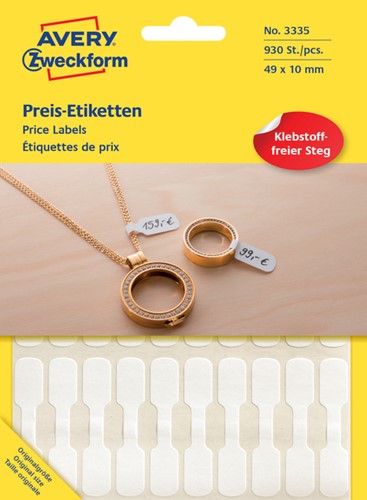 Etiket Avery Zweckform 3335 49x10mm halteretiket wit 924 stuks
